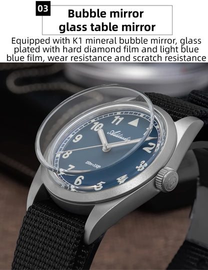 ADDIESDIVE Luxury Quartz Watch For Men New 36mm AR Coated Bubble Glass AD2079 Luminous 100m Waterproof Stainless Steel Men Gift