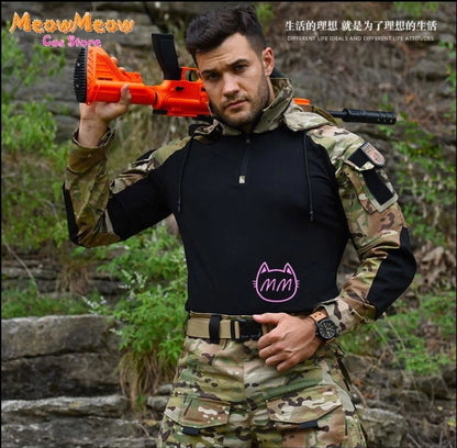 Call of Duty Ghost Cosplay Tactical Suit Combat Camo Uniform Black Blue Military Training Game Style Coat Halloween Party Outfit