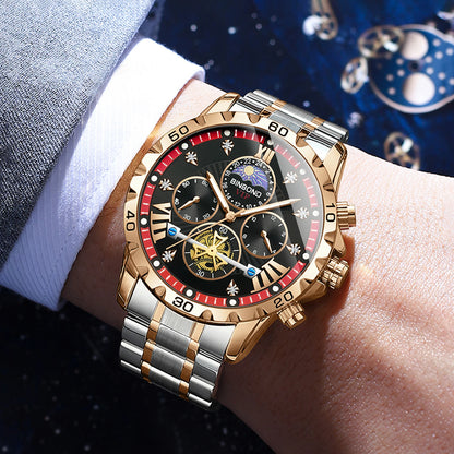 BINBOND quartz watches for men luxury accurate durable watch luminous waterproof chronograph men's watch business watch reloj