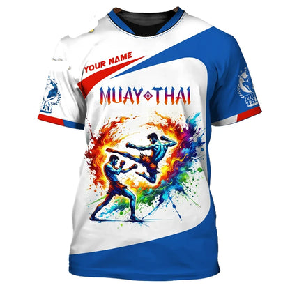 Fajna nowa koszulka z nadrukiem graficznym Muay Thai dla mężczyzn – nadruk 3D z motywem tygrysa i smoka, spersonalizowana z imieniem, letnia koszulka na siłownię i do fitnessu