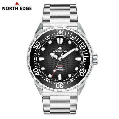 NORTH EDGE 2025 NEW+ TRITON-TI Titanium Solar-Powered Diving Watch Luxury Quartz Watches for Men 300M Waterproof 180+ Day Power