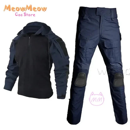 Call of Duty Ghost Cosplay Tactical Suit Combat Camo Uniform Black Blue Military Training Game Style Coat Halloween Party Outfit