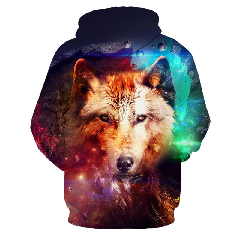 Felpe con cappuccio oversize 3D Animal Wolf da uomo e donna, moda casual, pullover hip hop Harajuku streetwear