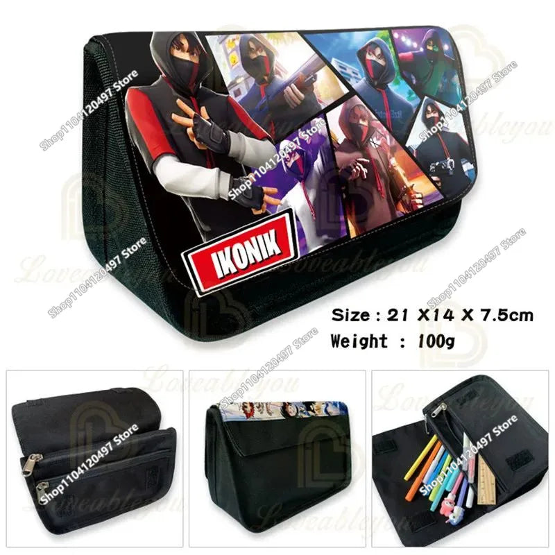 Fortnites Anime Pencil Bag Kawaii PencilCase Large Capacity Waterproof Handheld Cosplay Pencil Pouch Office Stationary Gift Toy