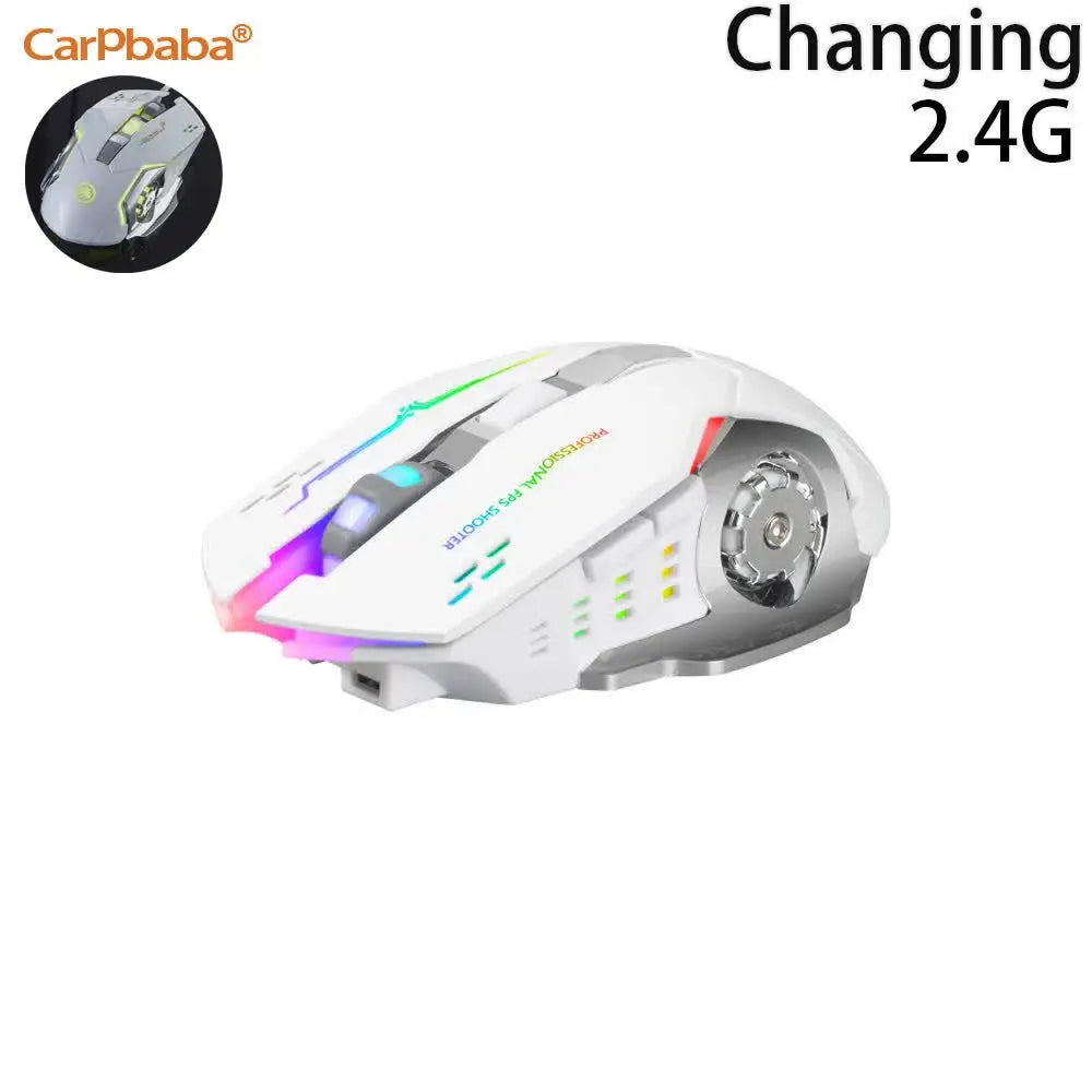 Mouse gaming Carpbaba GM6 per gamer, mouse ottico cablato regolabile con LED, cavo USB, mouse silenzioso per laptop e PC