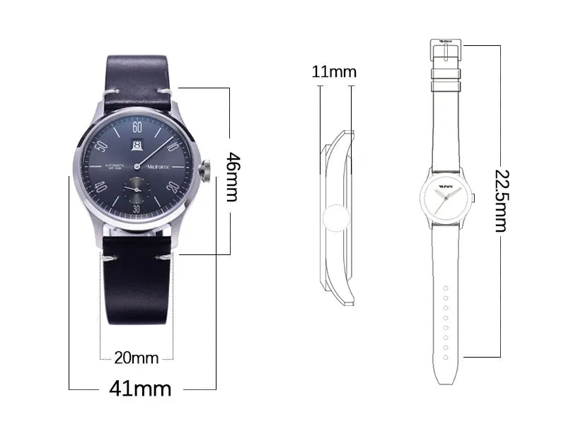 Milifortic 38MM Minimalist Jumping Hour Auto Watch Man R088 Sapphire Crystal 10ATM Vintage Stainless Steel Mechanical Watches