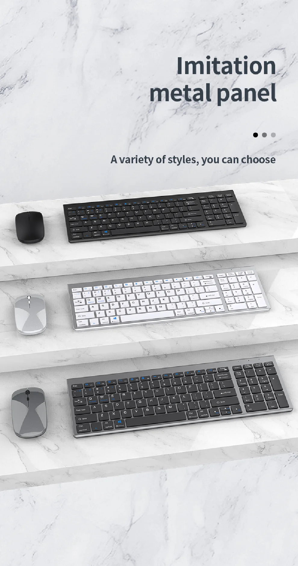 Conjunto de teclado e rato sem fios JOMAA Bluetooth e USB 2.4G para portátil, computador e iPad, combo recarregável e silencioso
