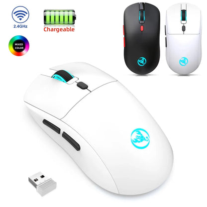 2.4G Wireless Rechargeable Mouse with RGB Lighting, 3600 DPI Ergonomic Silent Wireless Mouse for Laptop, PC, Office & Gaming