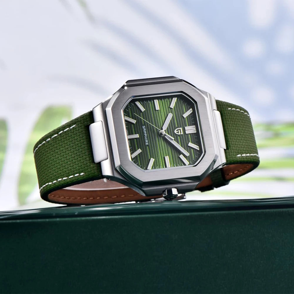 Reloj de lujo cuadrado de cuarzo PAGANI DESIGN 2026 para hombre, cristal de zafiro AR, movimiento japonés, luminoso, acero 316L completo