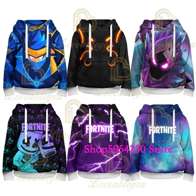 Sudadera con capucha de Fortnite con llama impresa en 3D, estilo Battle Royale de dibujos animados, para hombre y mujer, camiseta con capucha de héroe de videojuego para adolescentes