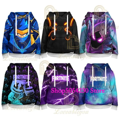 Sudadera con capucha de Fortnite con llama impresa en 3D, estilo Battle Royale de dibujos animados, para hombre y mujer, camiseta con capucha de héroe de videojuego para adolescentes