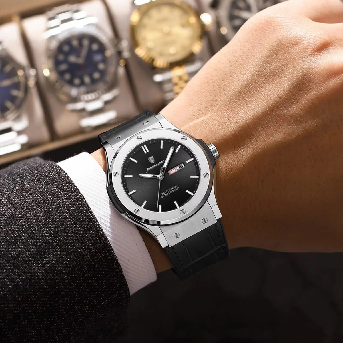 Relógio para homem POEDAGAR – Modelo original, estilo profissional, à prova de água, bracelete em silicone, indicação da data e do dia, movimento de quartzo, relógio de luxo na moda.