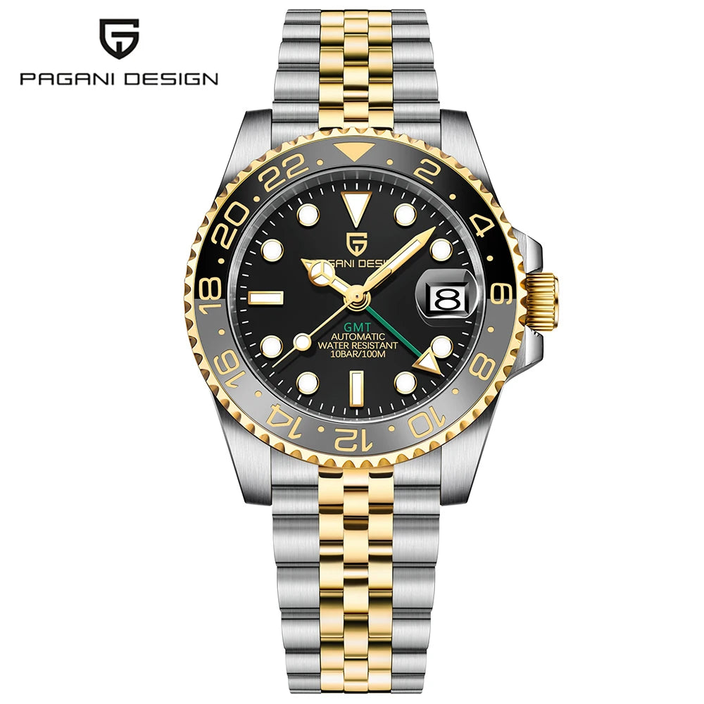 New 1662 PAGANI DESIGN GMT Automatic Watch 40mm Men's Wristwatch Top Brand 100M Waterproof Mechanical Wristwatches for Men Cloc