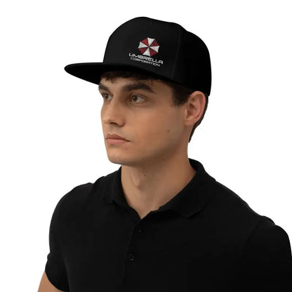 Umbrella Corporation Flat Bill Hats for Men Snapback Skull Hats Black Hat for Teens Boys Skateboard Hats Hip Hop Baseball Cap