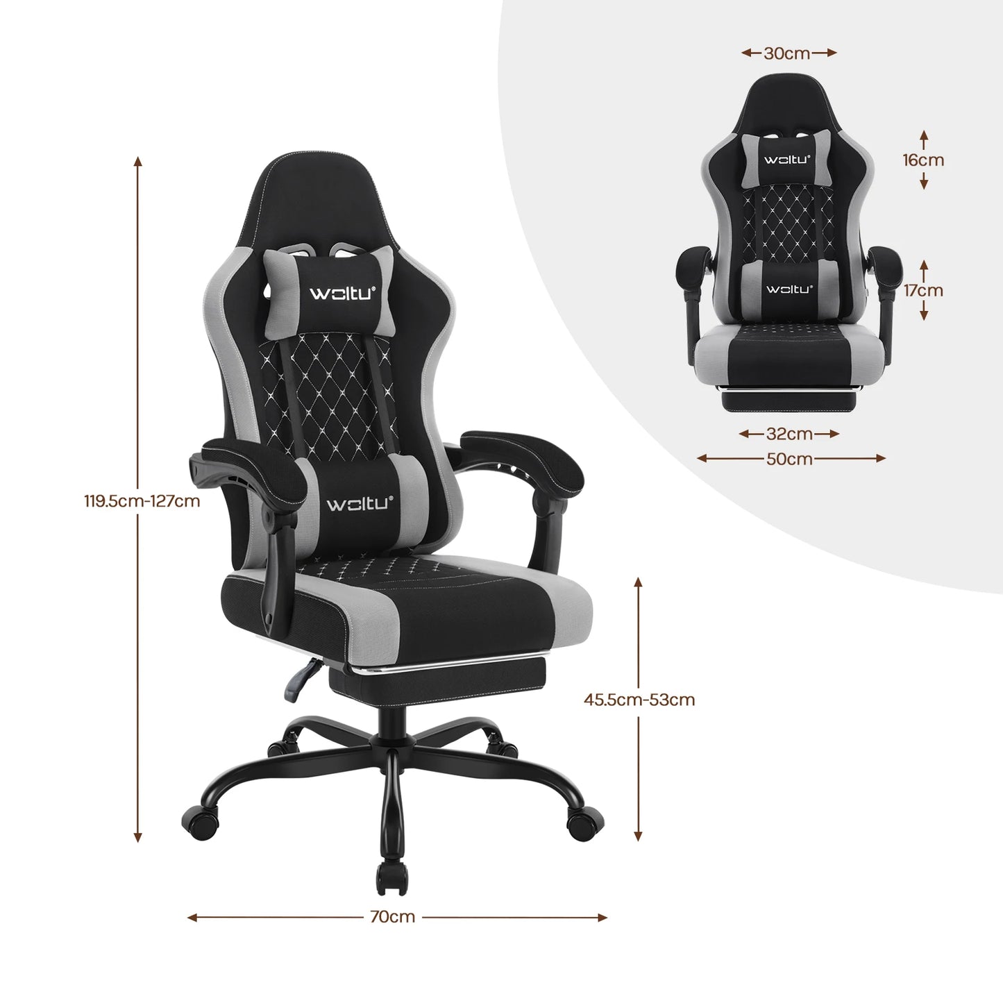 Silla de ordenador giratoria WOLTU con función de masaje, silla de oficina ergonómica con almohada y reposapiés, silla gaming ajustable en altura