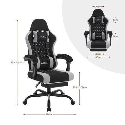 Silla de ordenador giratoria WOLTU con función de masaje, silla de oficina ergonómica con almohada y reposapiés, silla gaming ajustable en altura