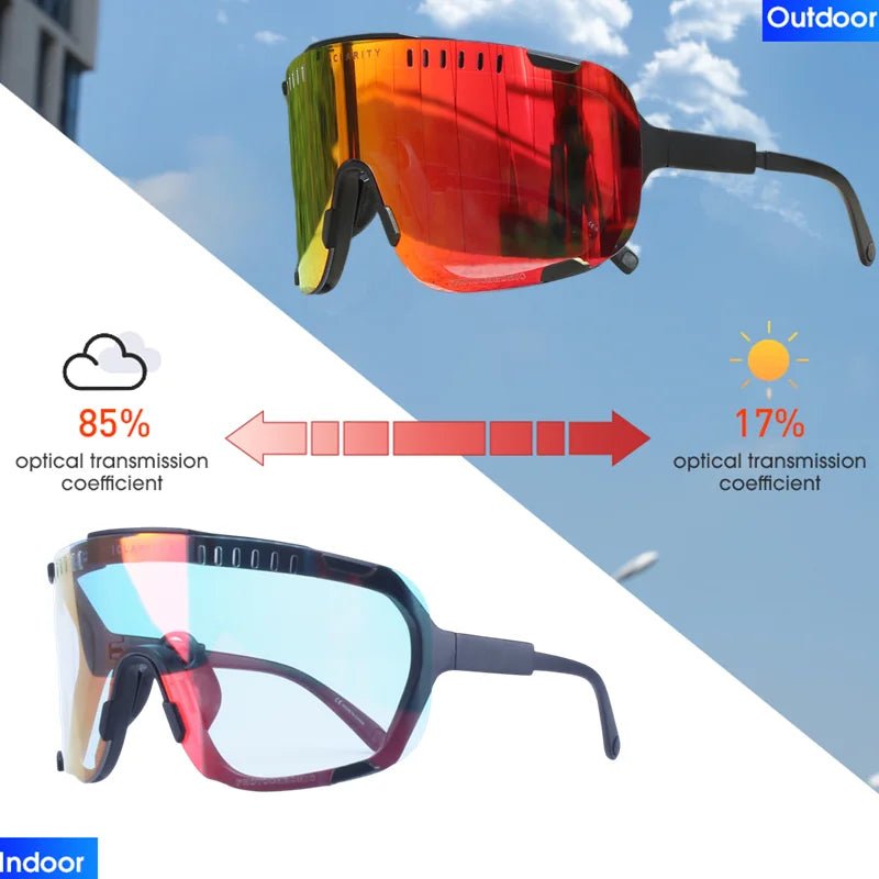 Lunettes de soleil photochromiques DEVOURS pour le cyclisme, hommes et femmes, sport, VTT, vélo, lunettes MTB, changement de couleur