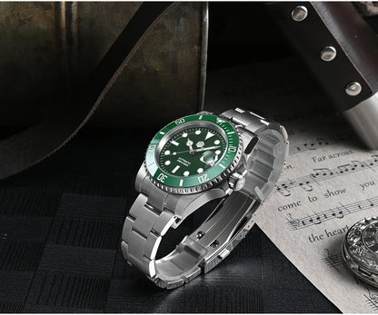 San Martin 40mm Water Ghost PT5000 Automatic Men Diving Watch Business Mechanical Sapphire Waterproof 20Bar Luxury BGW-9 SN0017D