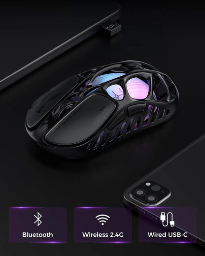GravaStar Mercury X Wireless Gaming Mouse with PAW 3950 Sensor, 32,000 DPI, 1000Hz Polling Rate, 49g Ultra-Light Magnesium Gaming Mouse