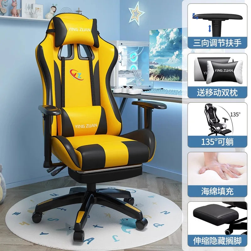 Silla gaming Silla de ordenador Asiento reclinable cómodo Juego LIVE Residencia estudiantil hogar Ergonomía para sedentarismo