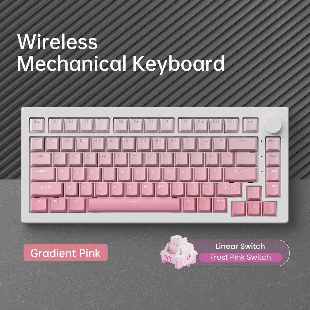 Teclado Akko 5075 V3 75% ANSI-US con rueda de volumen, hot-swappable, RGB, USB Type-C/2.4g y BT5.0, trimodo, teclado mecánico gaming personalizado