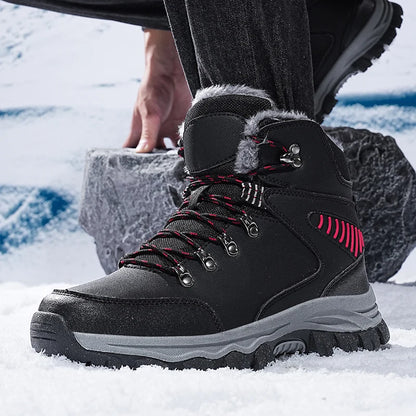Chaussures d'hiver pour l'extérieur, bottes hautes en peluche douce, chaudes, décontractées, de sport, antidérapantes, résistantes à l'usure, rehaussant la taille, pour hommes