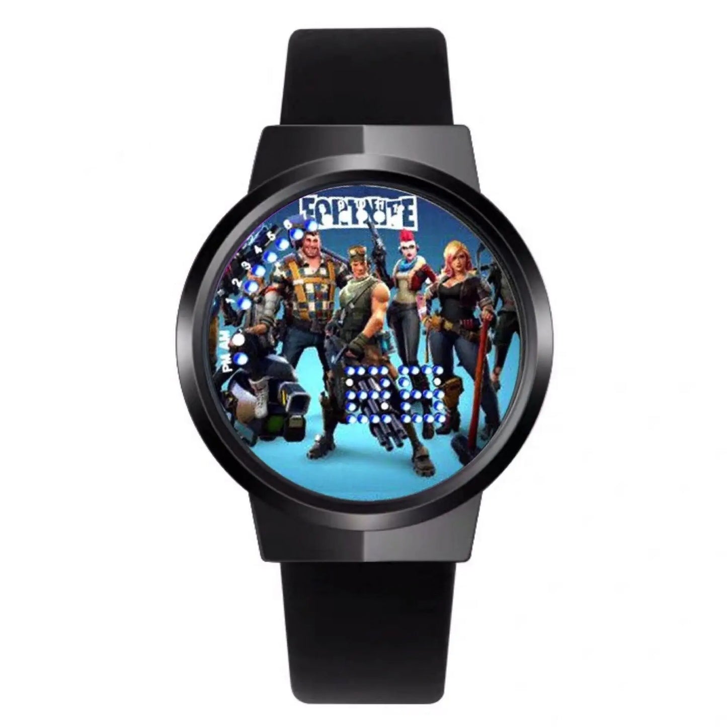 Reloj Fortnite de moda cute, cartoon y kawaii personalizado con luz nocturna LED táctil, reloj electrónico para estudiantes, regalo para amigos