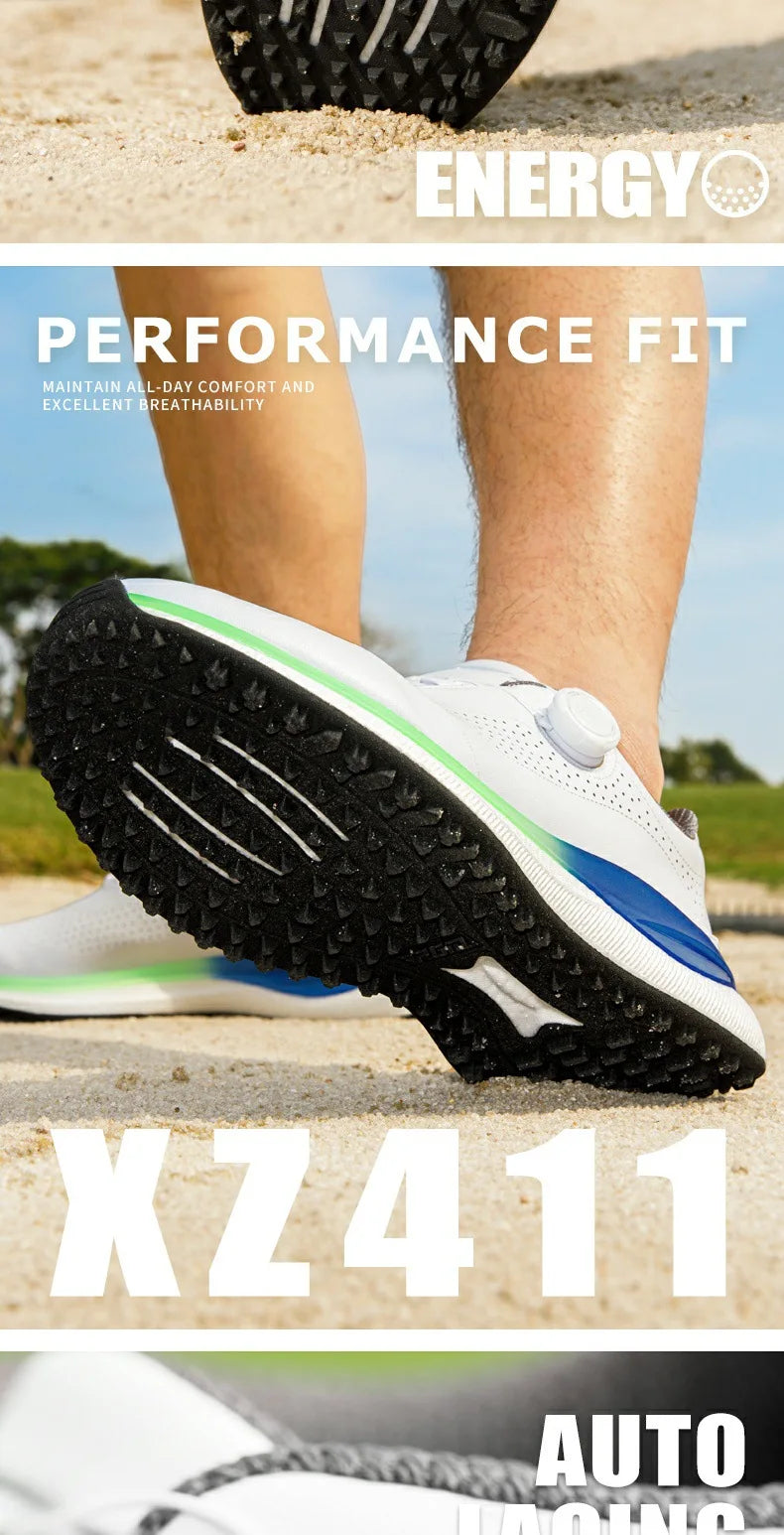 Sapatilhas de Golfe Desportivas para Homem PGM, Entressola Popcorn Super Macia, Atacadores com Botão, Antiderrapantes e Respiráveis