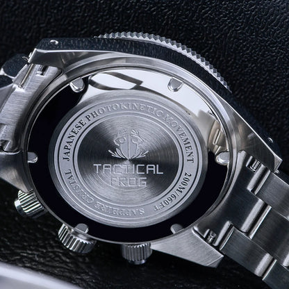 Tactical Frog V2 Solar Chronograph Men's Watch Sapphire Crystal Mirror Ceramic Bezel VS75A Eco-Drive Quartz 20Bar Waterproof Watch