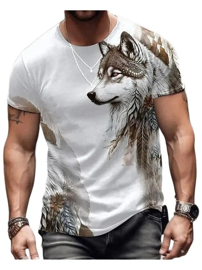 Summer Wolf Animal 3D Print T-Shirts Men Women Hip-hop Short Sleeve T Shirt Casual Oversized Harajuku Y2K Tops Tees Men Clothing