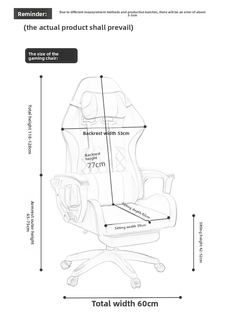 Silla gaming masculina para e-sports, cómoda para estar sentado durante períodos prolongados; silla de ordenador reclinable para momentos de ocio, con respaldo