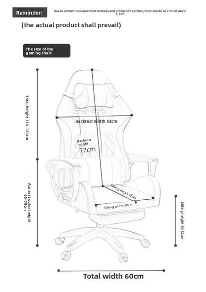 Silla gaming masculina para e-sports, cómoda para estar sentado durante períodos prolongados; silla de ordenador reclinable para momentos de ocio, con respaldo
