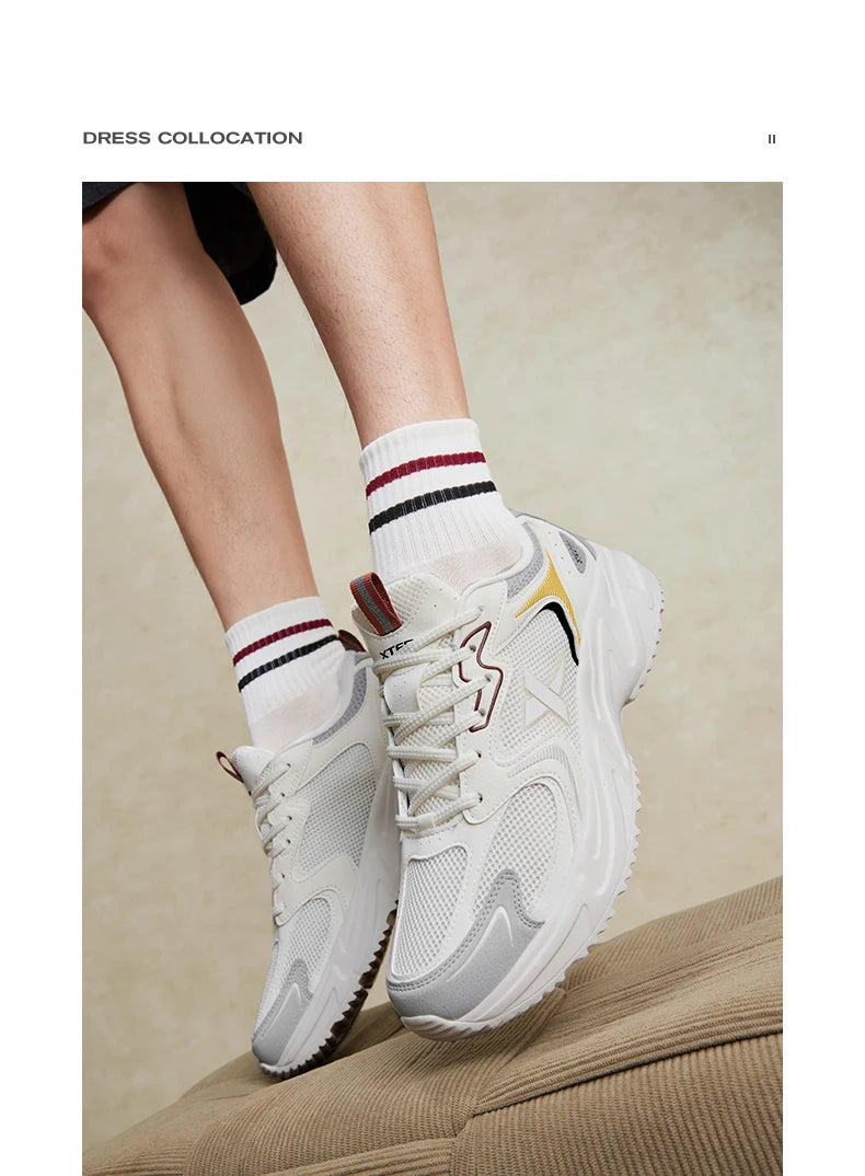 Xtep Casual Shoes For Men Summer Durability Men's Sports Shoes Wear-Resistant Lace Up Non-Slip Outdoor Shoes 876219320026