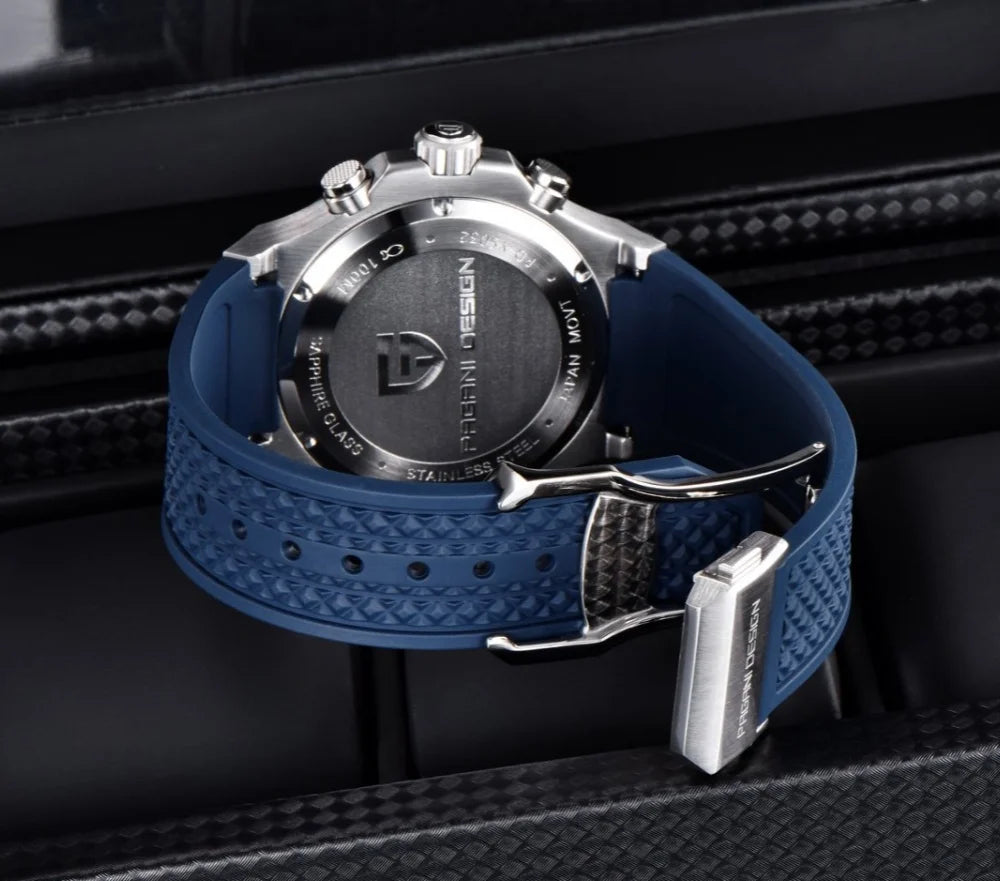 Reloj de cuarzo para hombre PAGANI DESIGN PD-YS032, 44mm, movimiento japonés VK64, caja de acero inoxidable, correa de caucho, cristal de zafiro, resistente al agua 100M