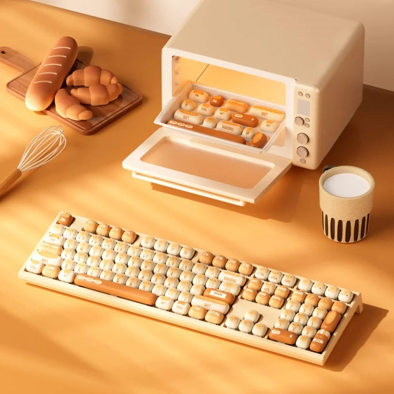 Teclado mecánico inalámbrico Akko MonsGeek MG108B Bun Wonderland, perfil MOG, RGB, 108 teclas, tamaño completo, hot swap, USB / 2.4G / BT 5.0