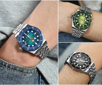 Relógio de mergulho masculino San Martin 37.5mm 40mm Miyota 9015 com mostrador esmaltado, relógio de pulso mecânico automático de luxo, resistente à água 200m SN0148
