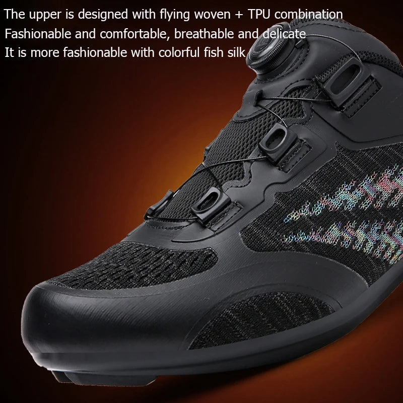 Zapatillas de ciclismo MTB para hombre y mujer T03 moradas, transpirables, de velocidad, con autocierre, para ciclismo de carretera, deporte al aire libre, competición y entrenamiento