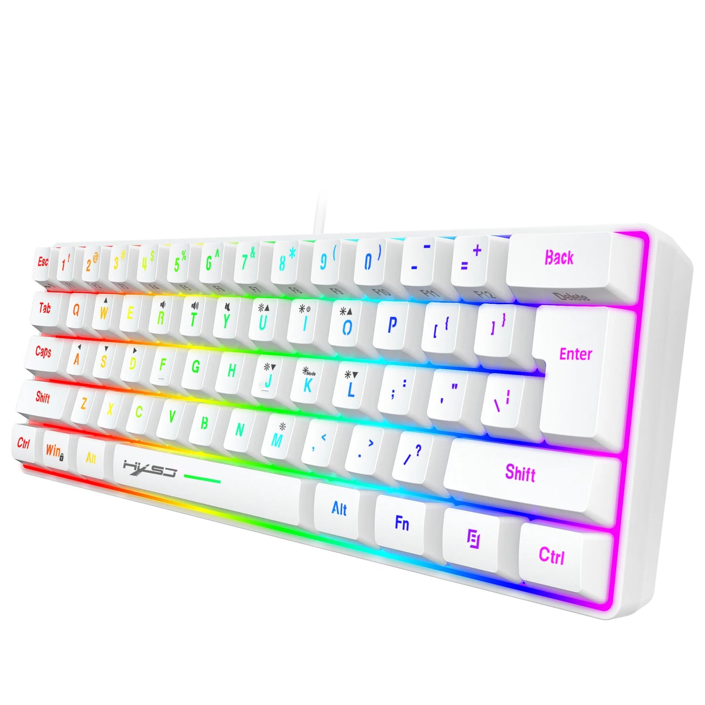 Nuova mini tastiera gaming cablata con membrana sottile, 61 tasti, illuminazione RGB Touch, combinazioni rapide multiple, ideale per gaming e ufficio