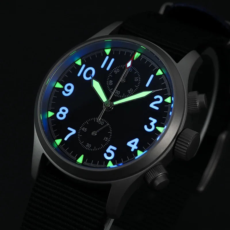 Orologio cronografo al quarzo Militado VK61 VK67, 39mm, cassa in acciaio inox 316L, 3 quadranti, impermeabile 100M, orologio militare multifunzione