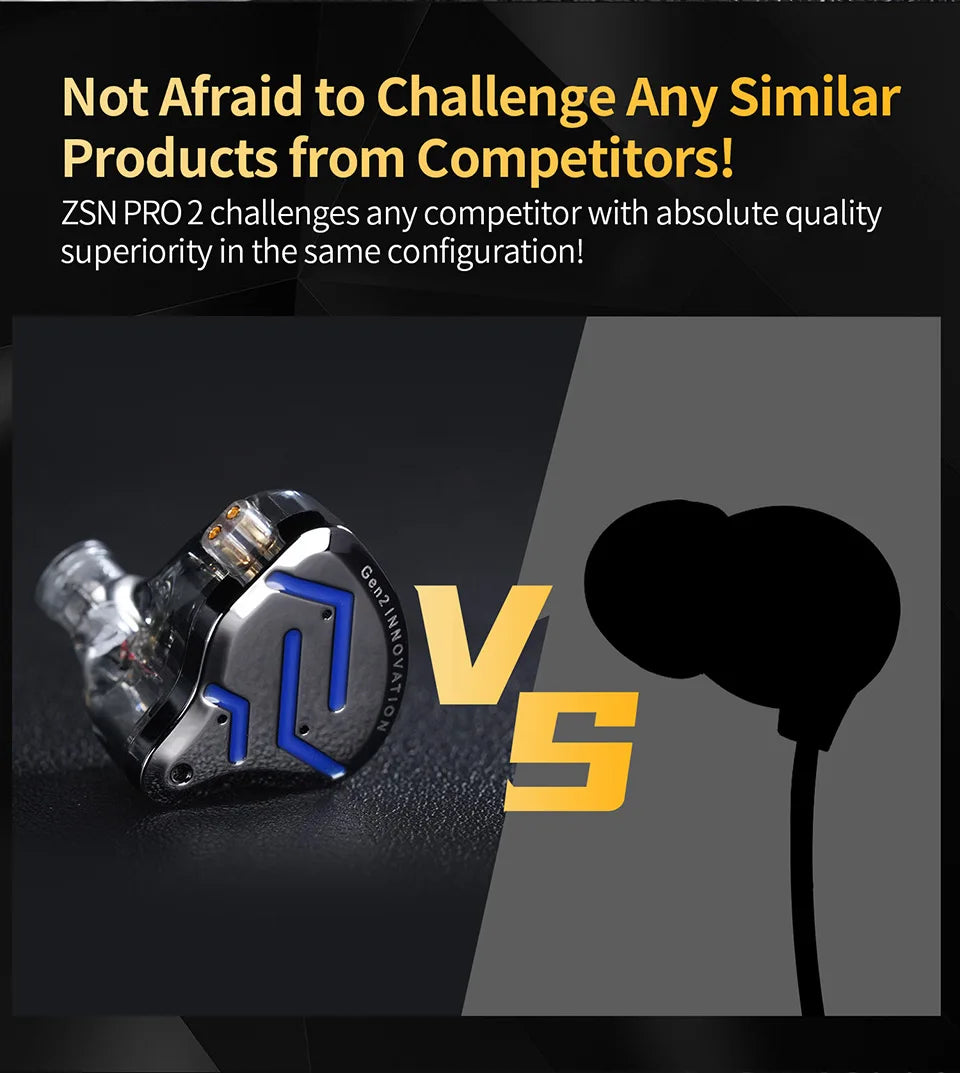 KZ ZSN Pro 2 Hybrid-In-Ear-Kopfhörer mit Kabel – 1BA+1DD HiFi-Bass, geräuschunterdrückende Ohrhörer mit Mikrofon