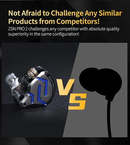 KZ ZSN Pro 2 Hybrid-In-Ear-Kopfhörer mit Kabel – 1BA+1DD HiFi-Bass, geräuschunterdrückende Ohrhörer mit Mikrofon