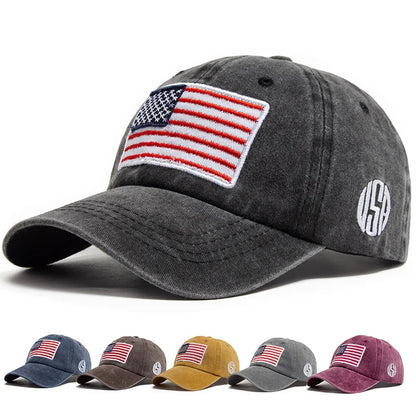 USA Flag Men's Baseball Cap Retro Embroidery Washed Cotton Dad Hats Fashion Women Hip Hop Caps Summer Outdoor Sun Visor Hat