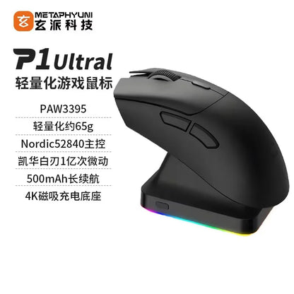 Ratón inalámbrico Metaphyuni Metapanda P1 Pro Max, PAW3395, baja latencia, ligero, para e-sports y gaming, ergonómico, regalo para gamer de PC