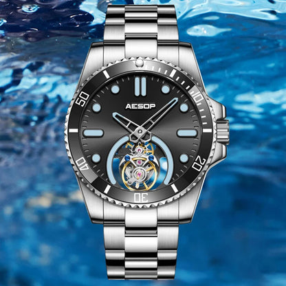 AESOP 2025 Men Flying Tourbillon Mechanical Wristwatch Male Skeleton Luxury Sapphire Watch Mens Waterproof Super Luminous Clocks