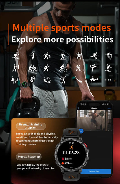New T-REX3 Ultra 1100mAh Battery SmartWatch 10ATM Waterproof GPS Compass Flashlight 1.7" AMOLED HD Call Sports Smart Watch Men