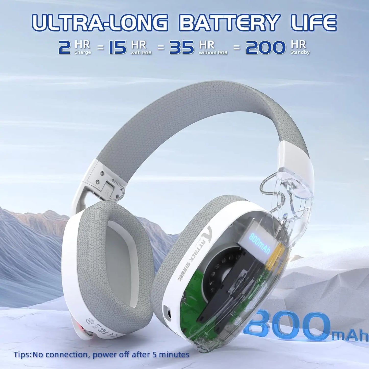 Auriculares gaming inalámbricos MAMBASNAKE x ATTACK SHARK L90 RGB – Tri-Mode Bluetooth 2.4G inalámbricos y con cable, auriculares gaming plegables con micrófono desmontable