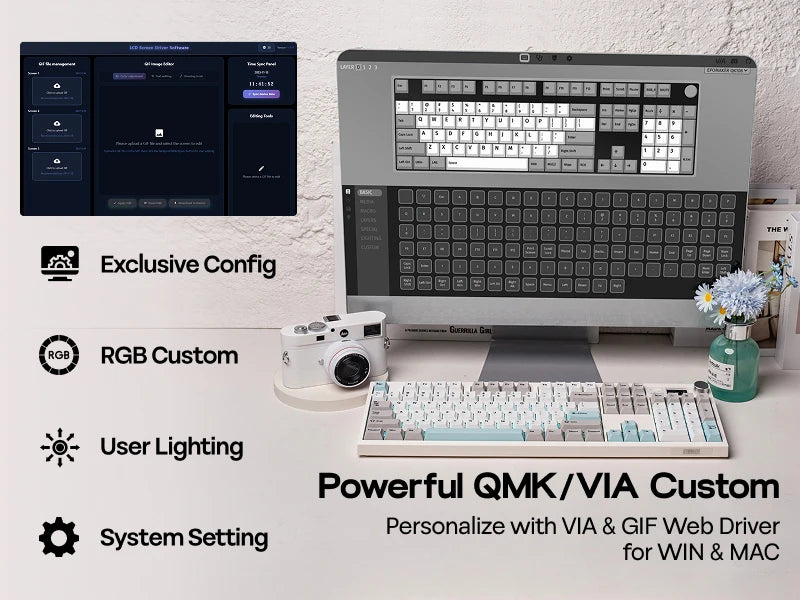 EPOMAKER QK108 QMK/VIA Full-Sized ANSI US Layout Wired/BT/2.4Ghz Wireless Mechanical Keyboard RGB Backlight with 8000mAh Battery