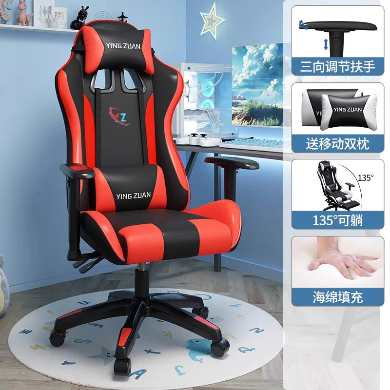 Silla gaming Silla de ordenador Asiento reclinable cómodo Juego LIVE Residencia estudiantil hogar Ergonomía para sedentarismo