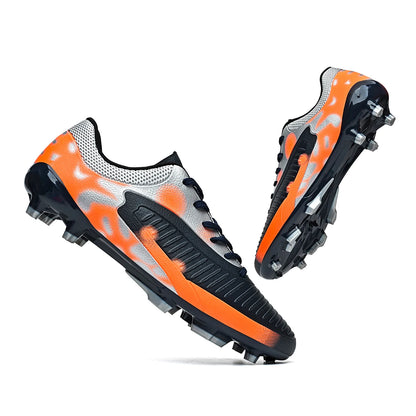 Chaussures de football AG FG pour hommes, tige en PU souple, structure de crampons renforcée, pour adultes, pour les matchs et entraînements de football en plein air sur pelouse.