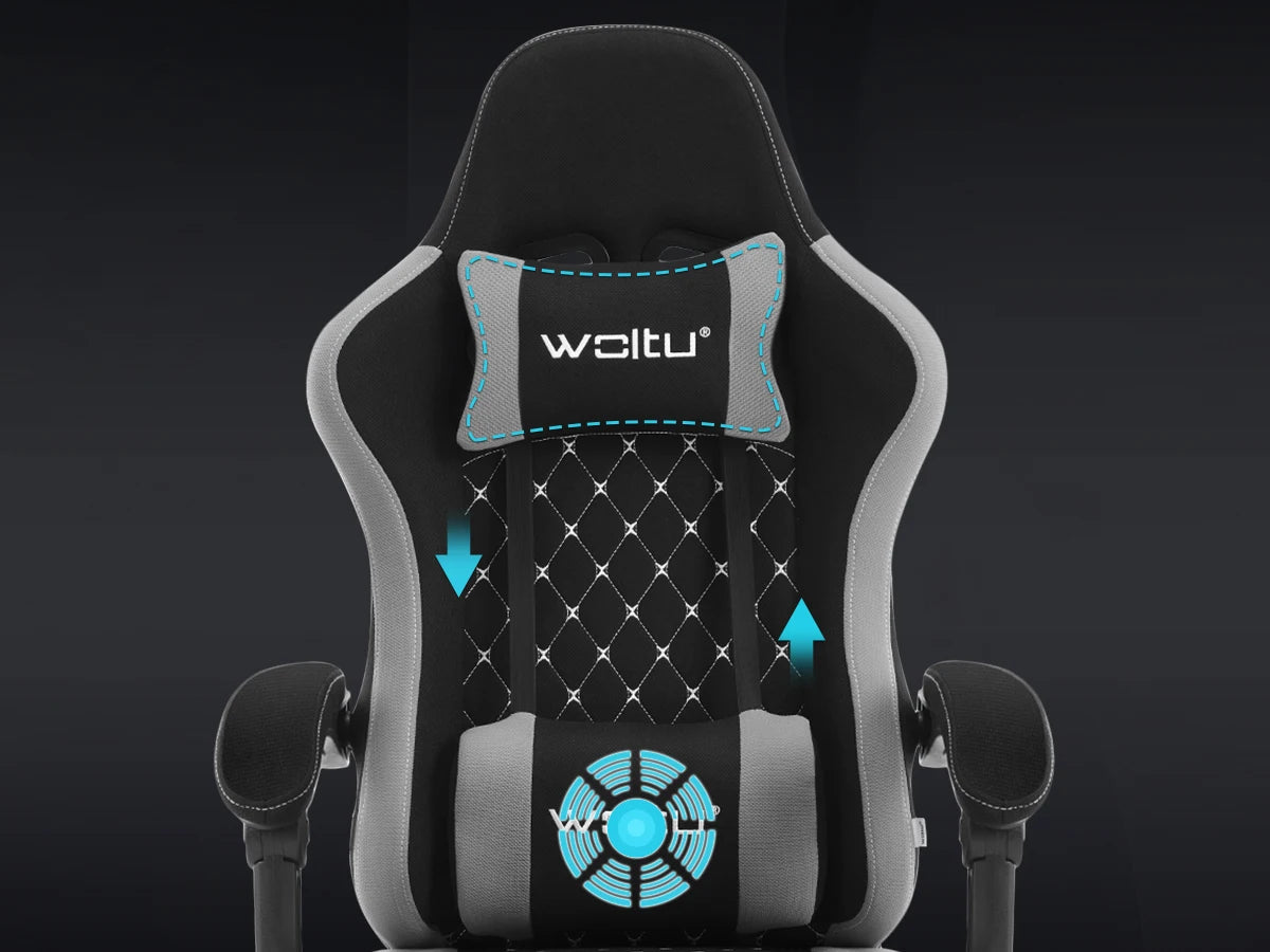 Silla de ordenador giratoria WOLTU con función de masaje, silla de oficina ergonómica con almohada y reposapiés, silla gaming ajustable en altura
